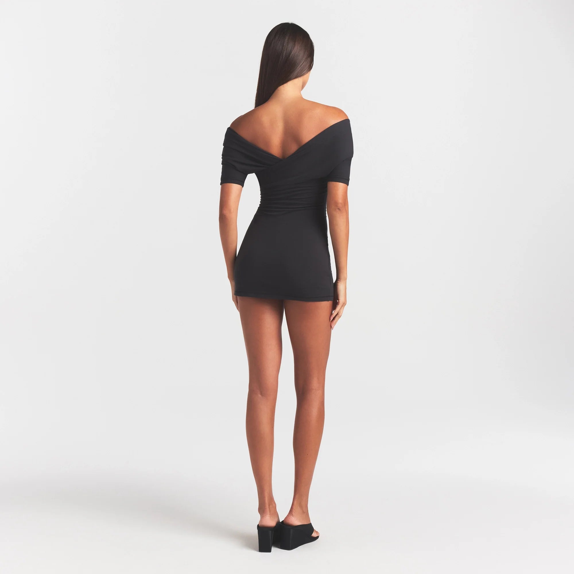 COTTON JERSEY WRAP MINI DRESS | SOOT