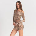 MILKY SHEER BOATNECK MINI DRESS | SAND MULTI ANIMAL