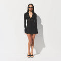SLINKY KNIT BUTTON DOWN MINI DRESS | OBSIDIAN