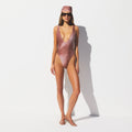 SIGNATURE SWIM PLUNGE ONE PIECE | HENNA FK OMBRE PRINT