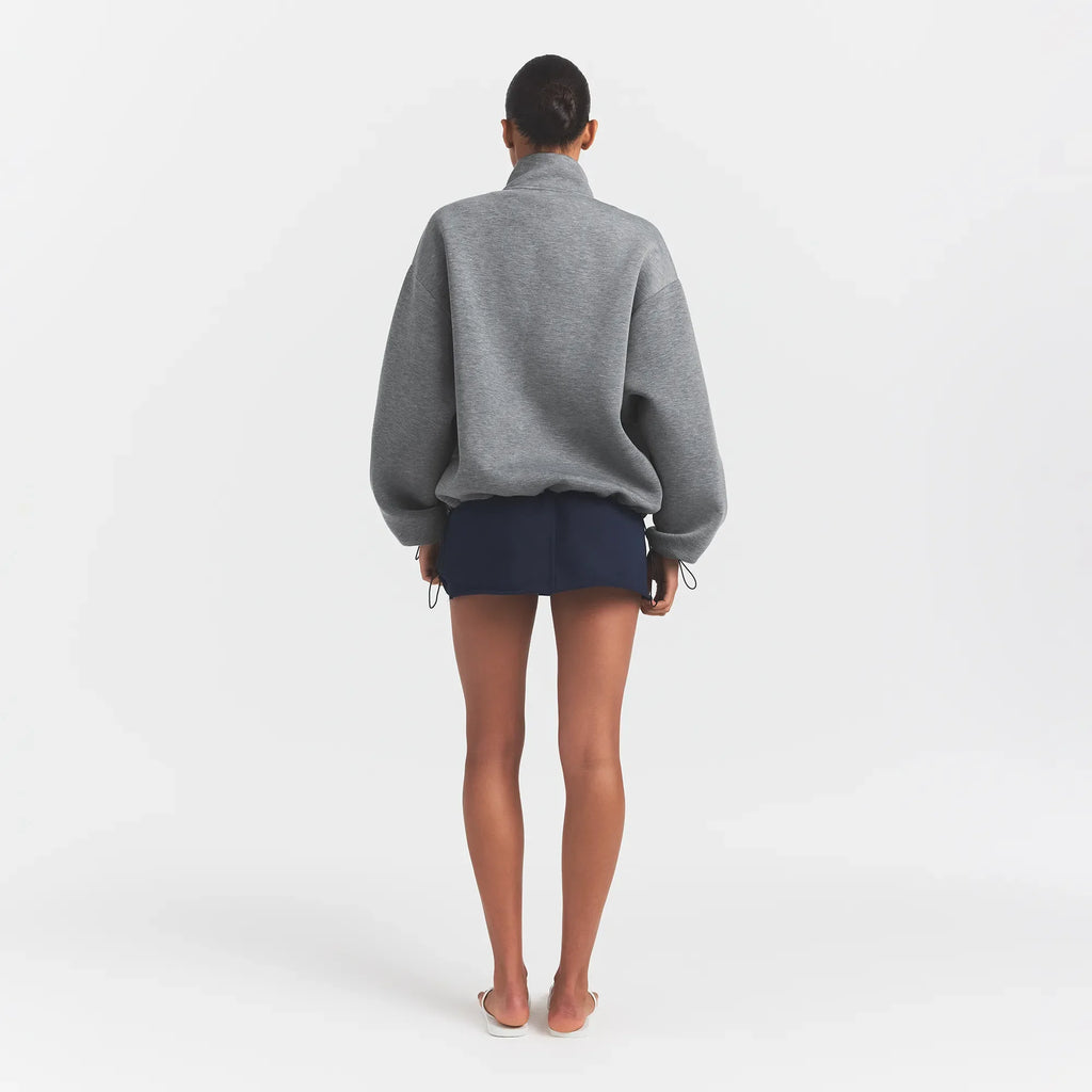 NEOPRENE OUTERWEAR OVERSIZED MOCK NECK JACKET | DARK HEATHER GREY