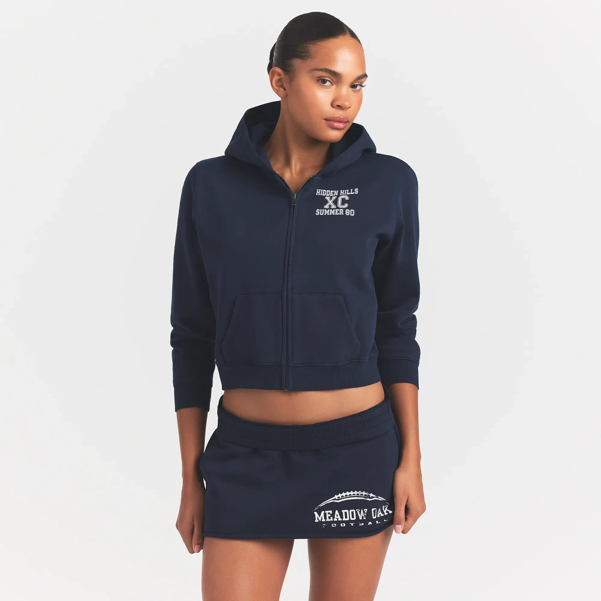 BOYFRIEND FLEECE ZIP UP HOODIE | NAVY HIDDEN HILLS