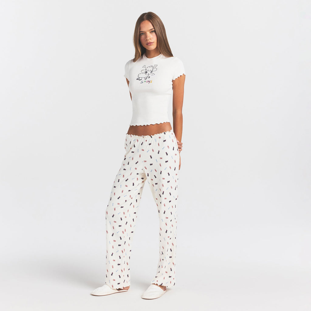 LOGO POINTELLE STRAIGHT LEG PANT | MARBLE TOSSED BUNNY