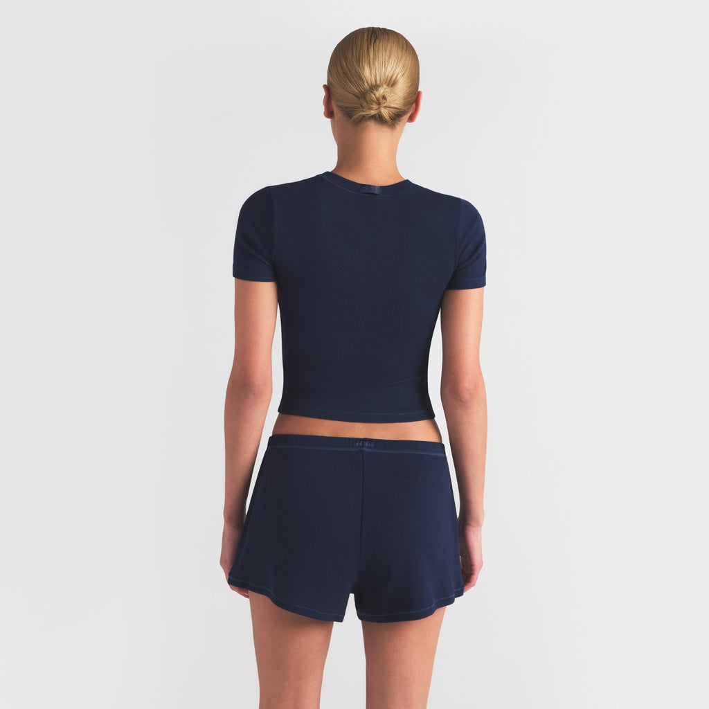 COTTON RIB LOOSE SHORT | NAVY