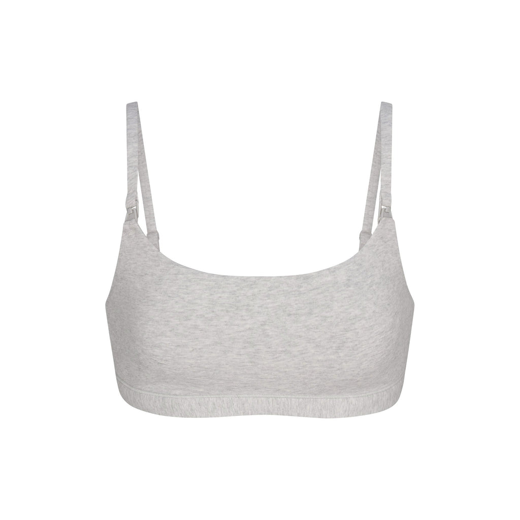 COTTON JERSEY MATERNITY NURSING SCOOP BRALETTE 2-PACK | LIGHT HEATHER GREY