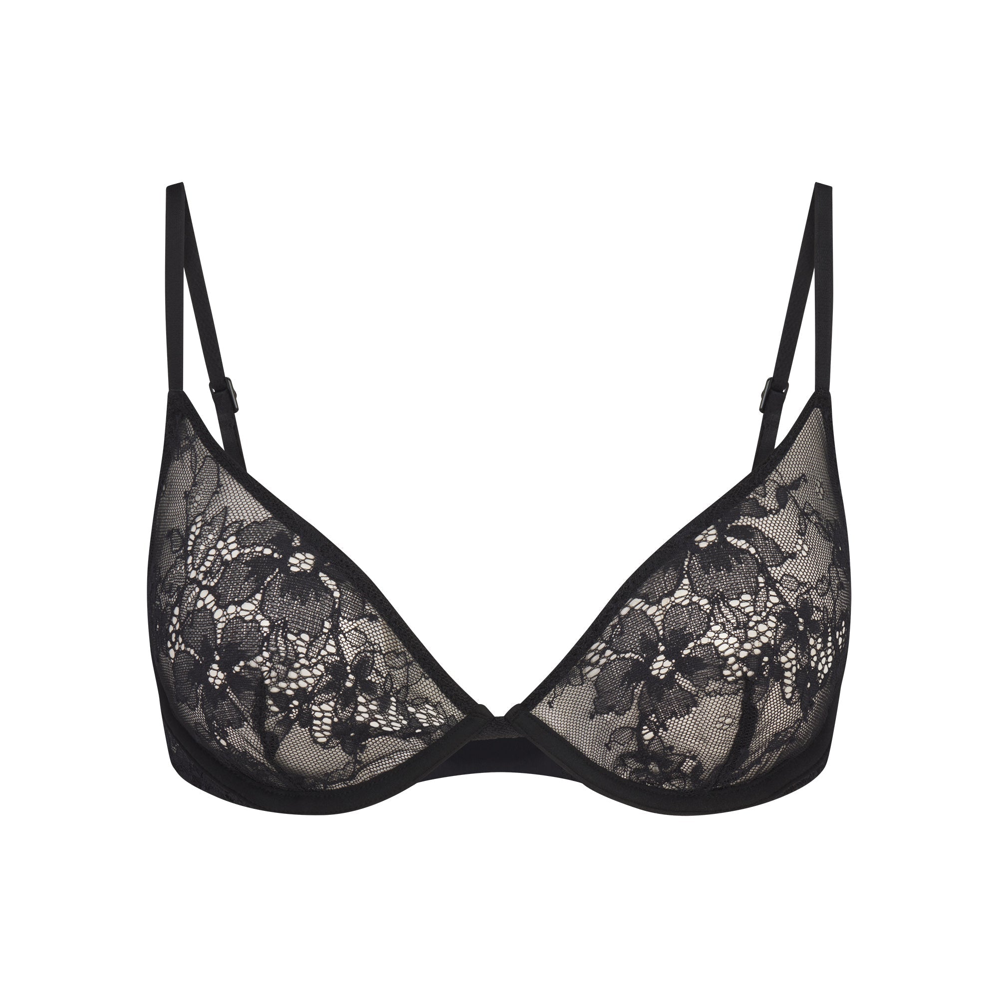 ULTRA FINE LACE UNLINED SCOOP BRA | ONYX