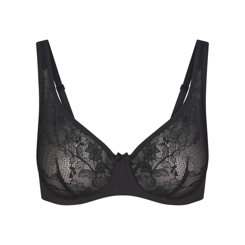 SKIMS LACE UNLINED MINIMIZER BRA | ONYX