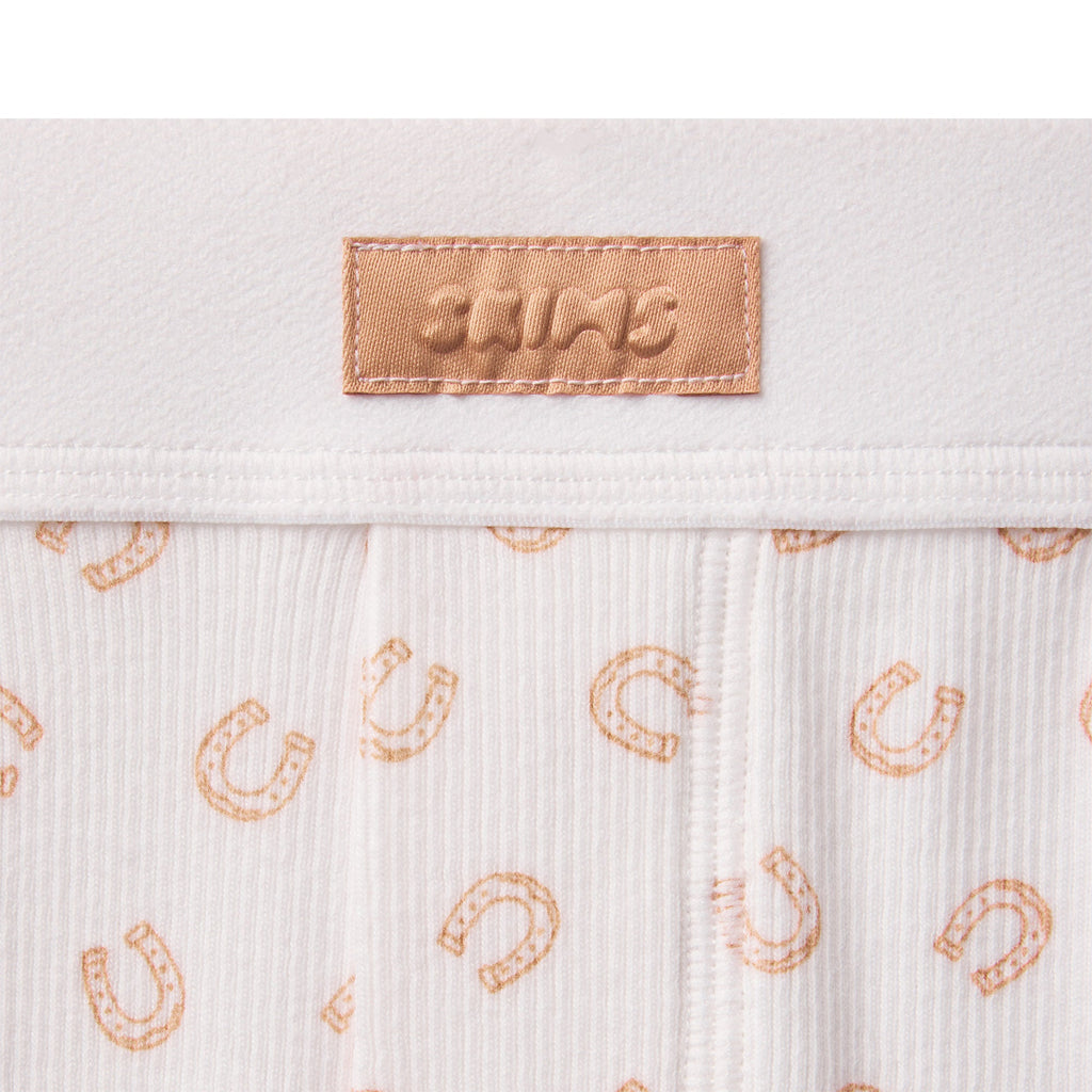 COTTON RIB LOOSE BOXER | OCHRE HORSESHOE PRINT