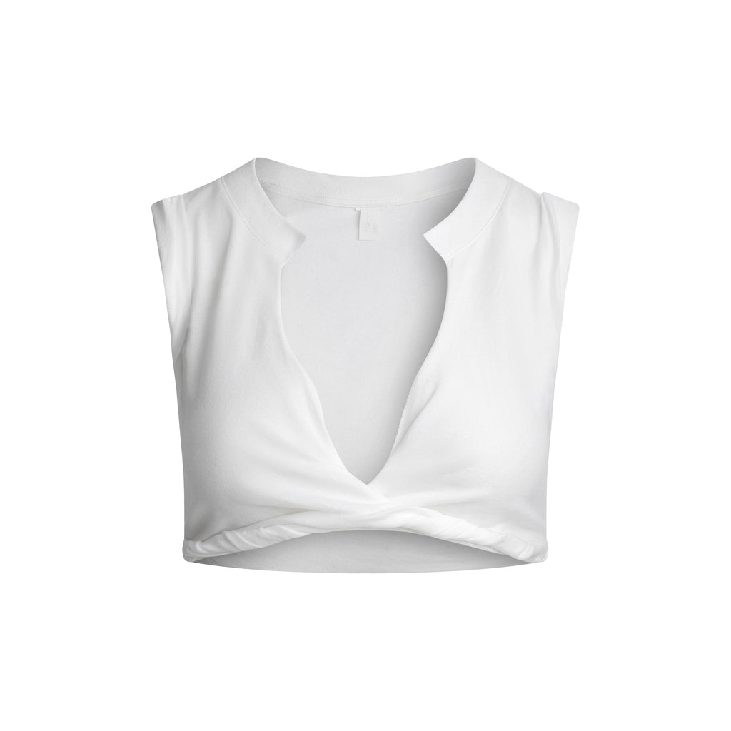 COTTON COVER-UPS PLUNGE TWIST TOP | SNOW