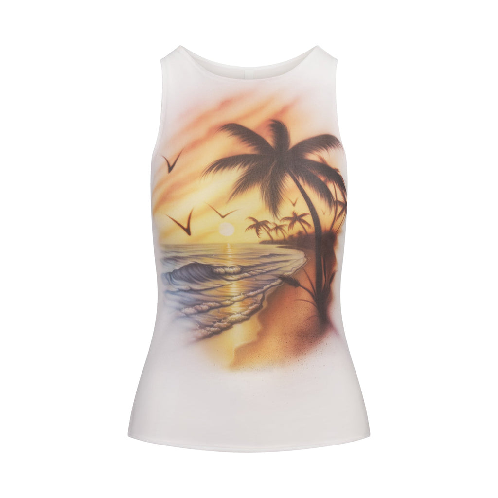 COTTON COVER-UPS TANK | AIRBRUSH BEACH SCENE
