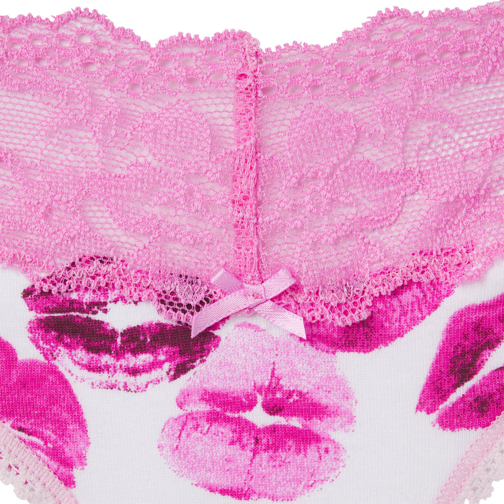 LIGHTWEIGHT COTTON WIDE LACE THONG | PINK ALLOVER LIPSTICK
