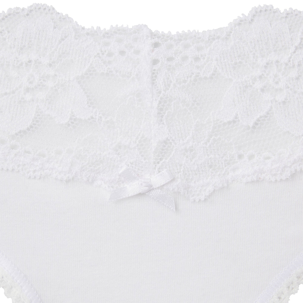 LIGHTWEIGHT COTTON WIDE LACE THONG | SNOW