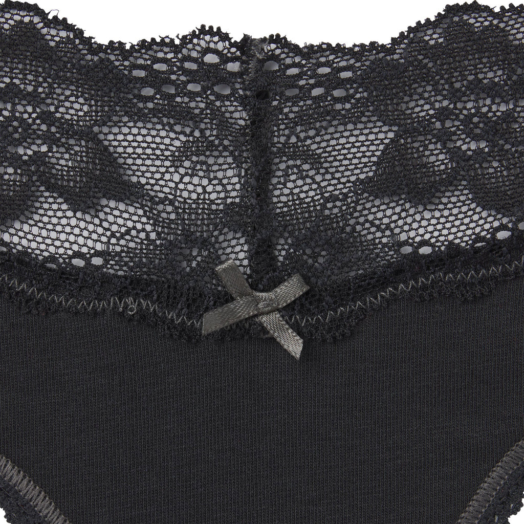 LIGHTWEIGHT COTTON WIDE LACE BRIEF | SOOT TONAL