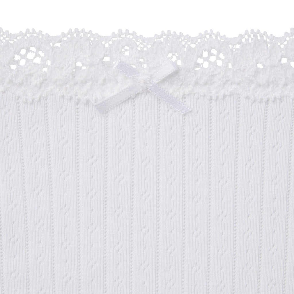 LIGHTWEIGHT COTTON POINTELLE LACE STRING THONG | SNOW