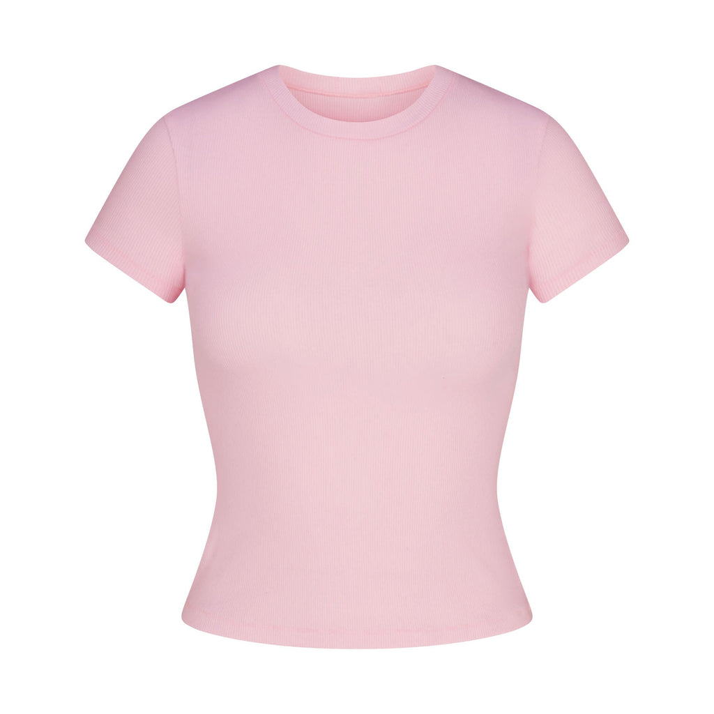COTTON RIB T-SHIRT | CHERRY BLOSSOM