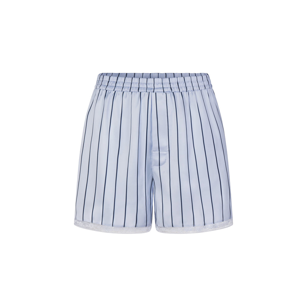 WOVEN SHINE LACE BOXER | PERIWINKLE WIDE STRIPE