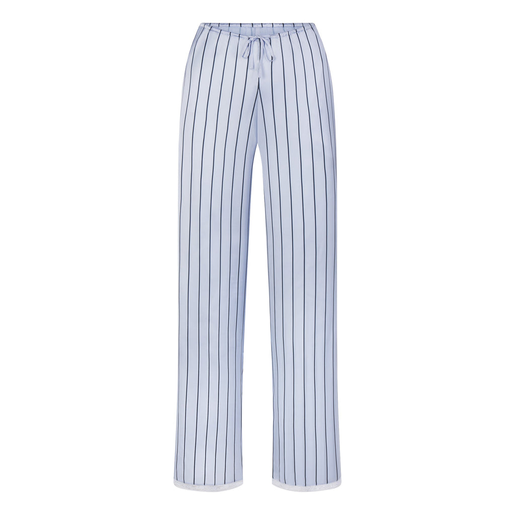 WOVEN SHINE LACE PANT | PERIWINKLE WIDE STRIPE