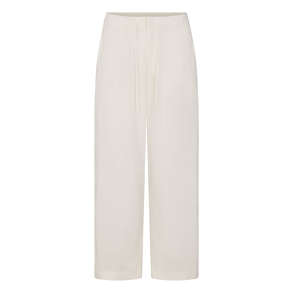 WOVEN COTTON OVERSIZED STRAIGHT LEG PANT | EGRET