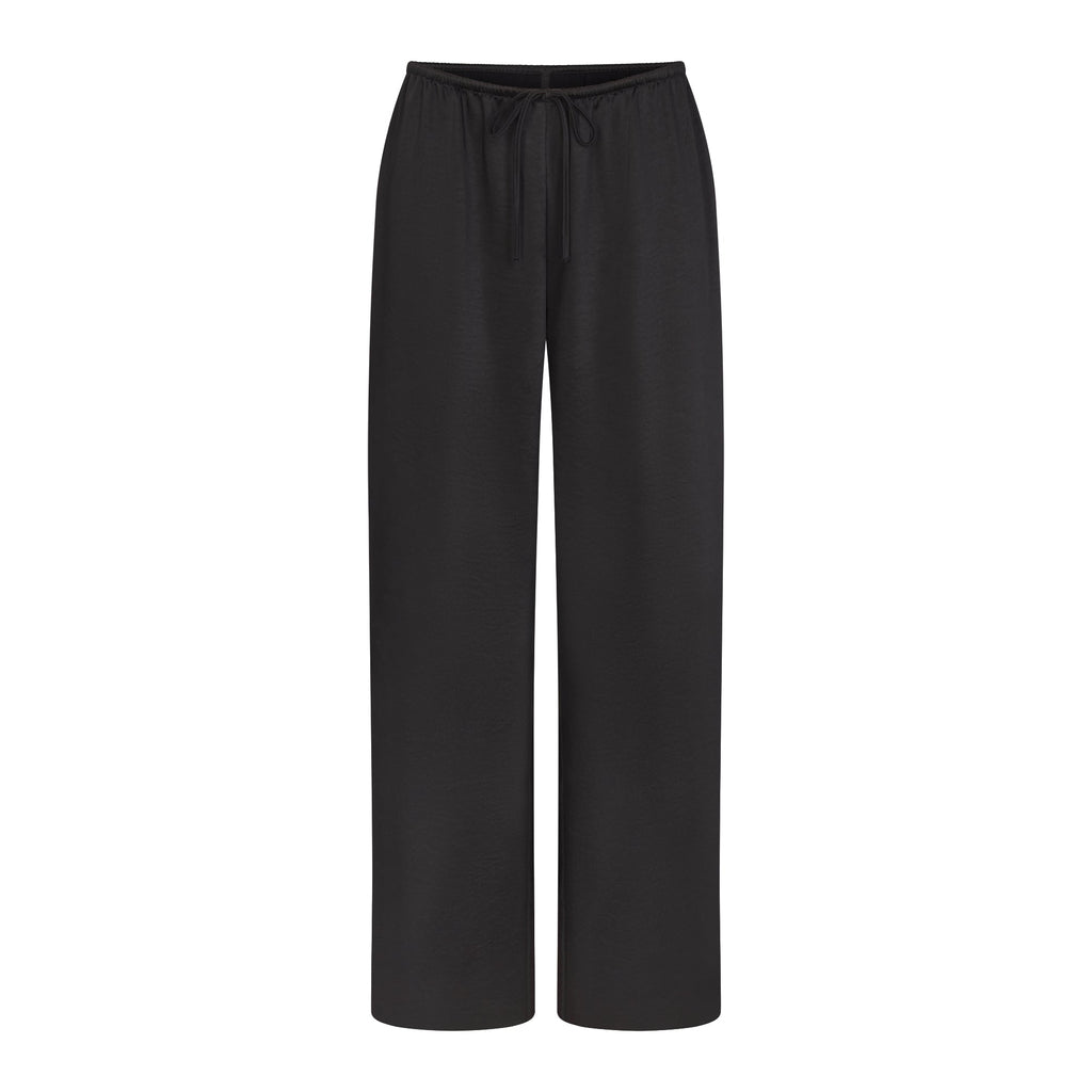 LIGHTWEIGHT SATIN STRAIGHT LEG PANT | OBSIDIAN
