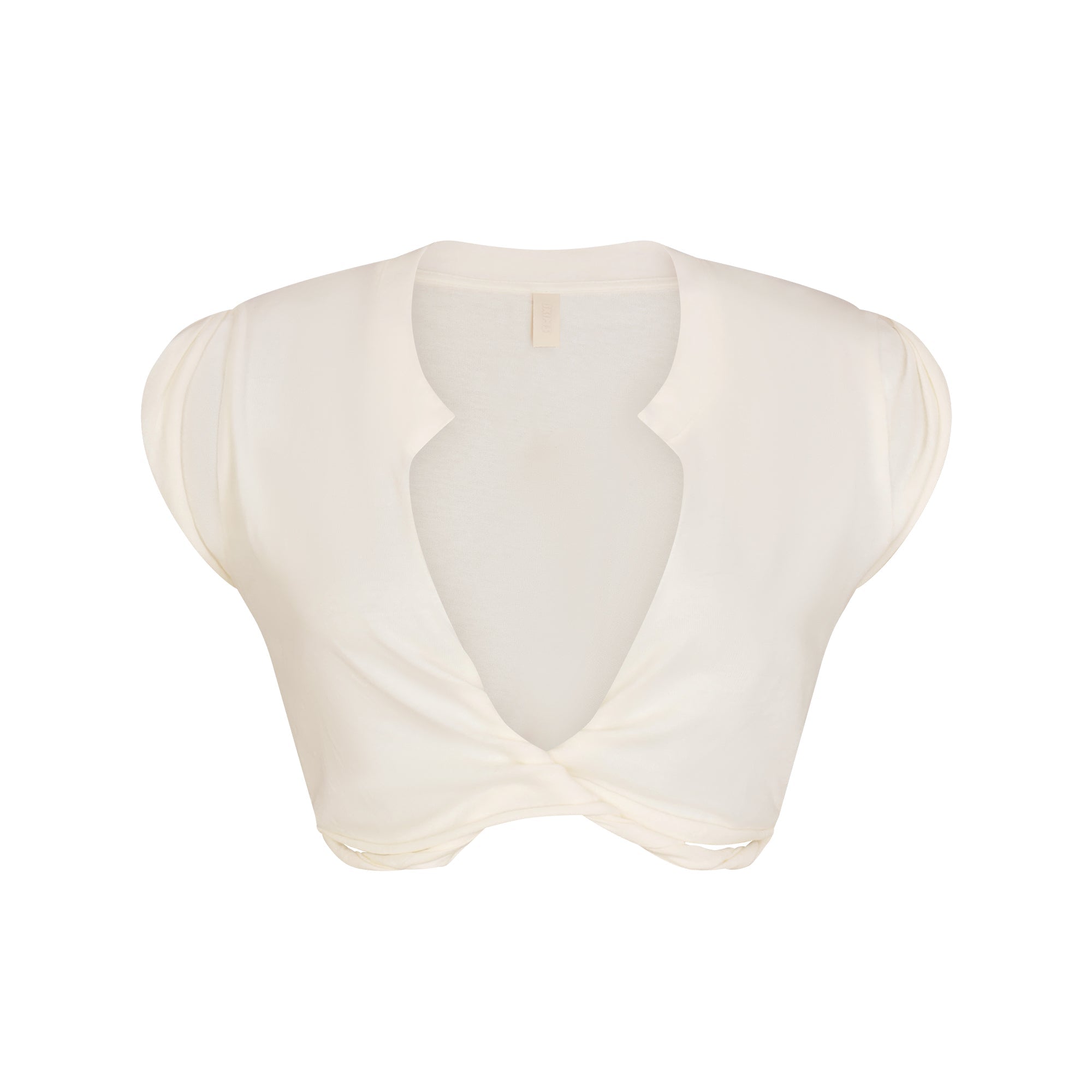 COTTON COVER-UPS PLUNGE TWIST TOP | EGRET
