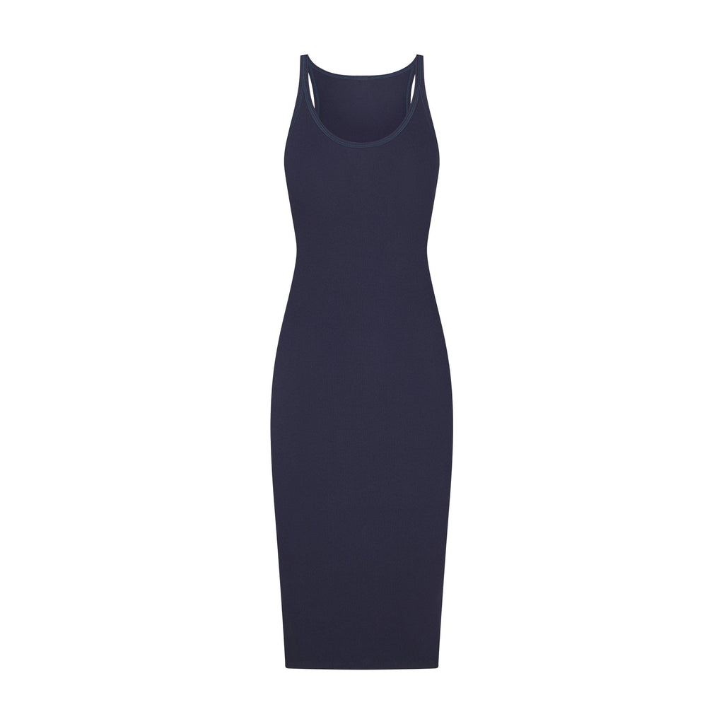 COTTON RIB TANK MIDI DRESS | NAVY