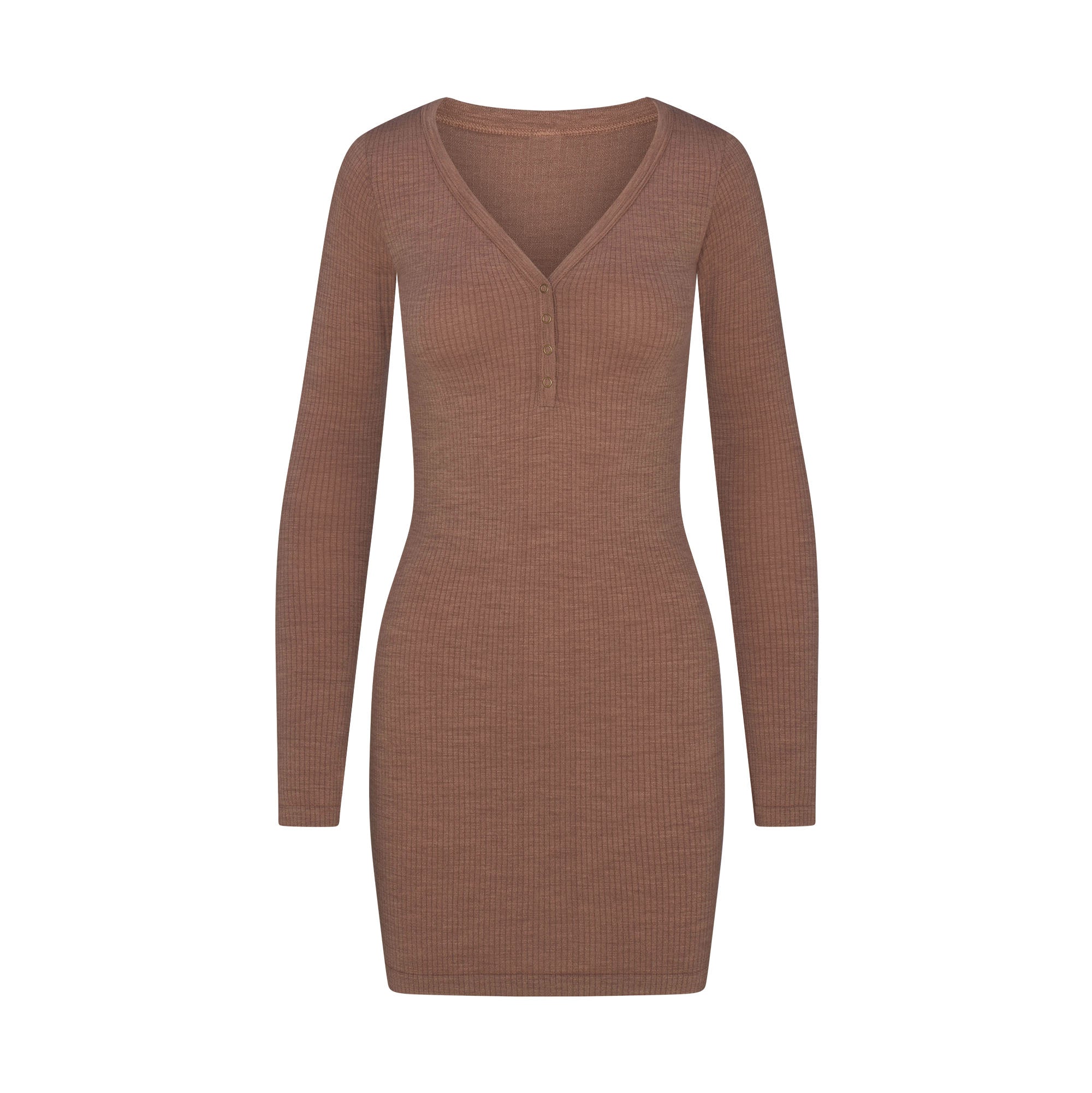 WOOL RIB HENLEY DRESS | SIENNA