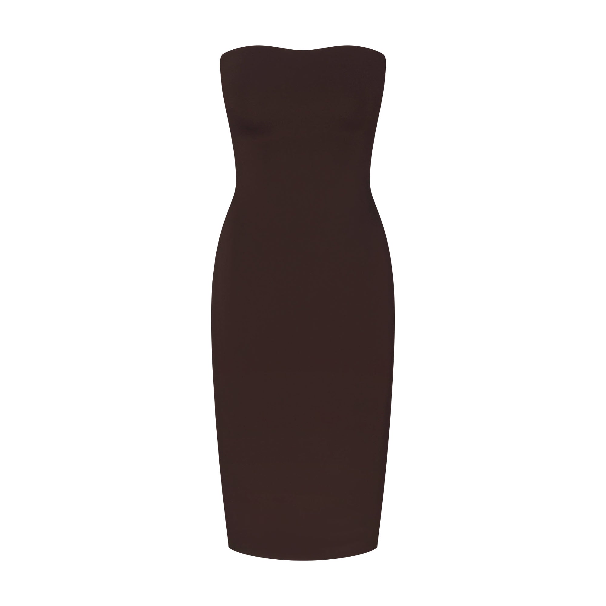 THE ESSENTIAL COLLECTION STRAPLESS MIDI DRESS | ESPRESSO