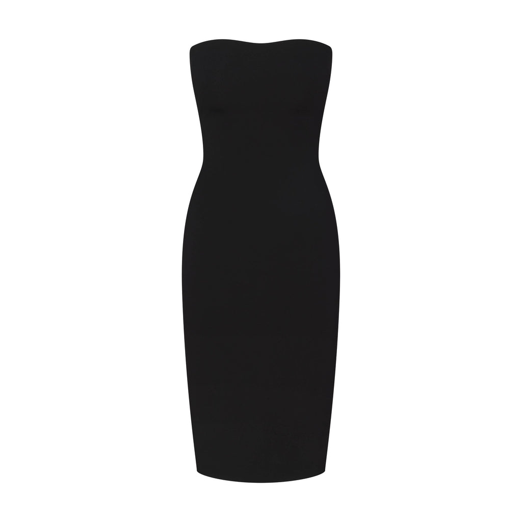 THE ESSENTIAL COLLECTION STRAPLESS MIDI DRESS | OBSIDIAN