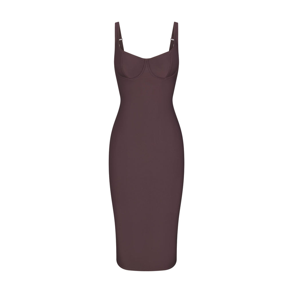 SKIMS BODY MIDI DRESS | RAISIN