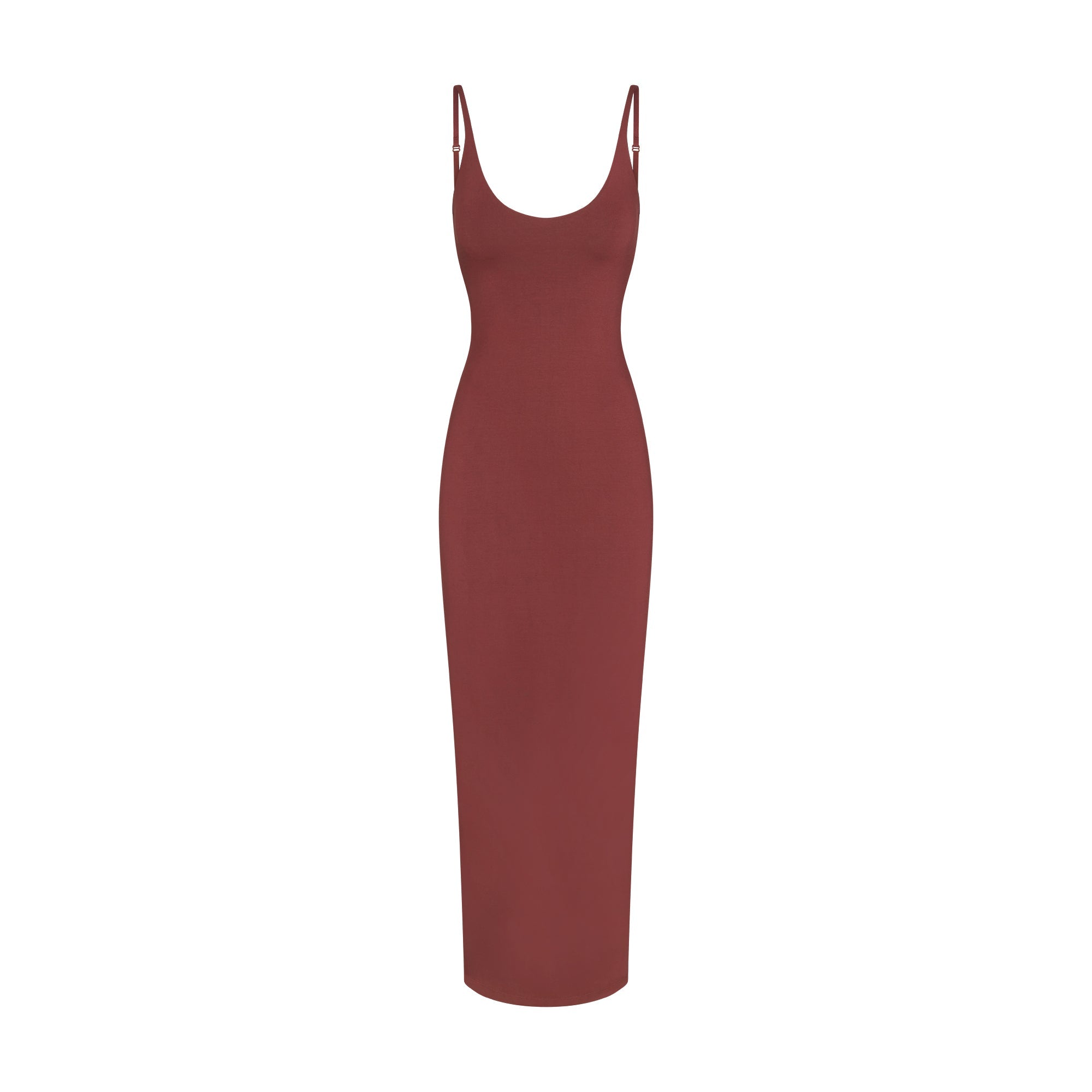 SMOOTH LAYERS SCOOP NECK LONG DRESS | HENNA
