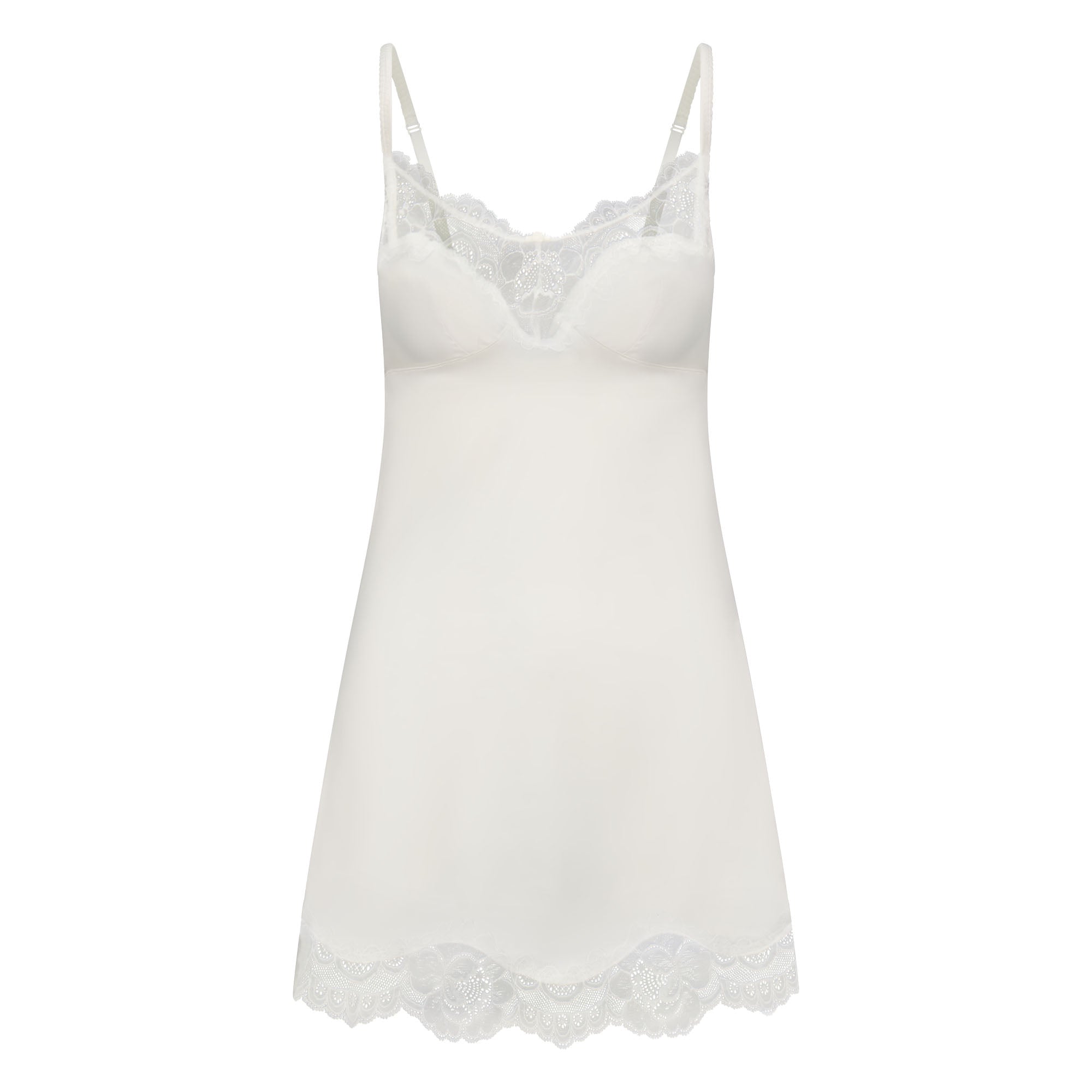 WOVEN SHINE LACE SLIP DRESS | IVORY