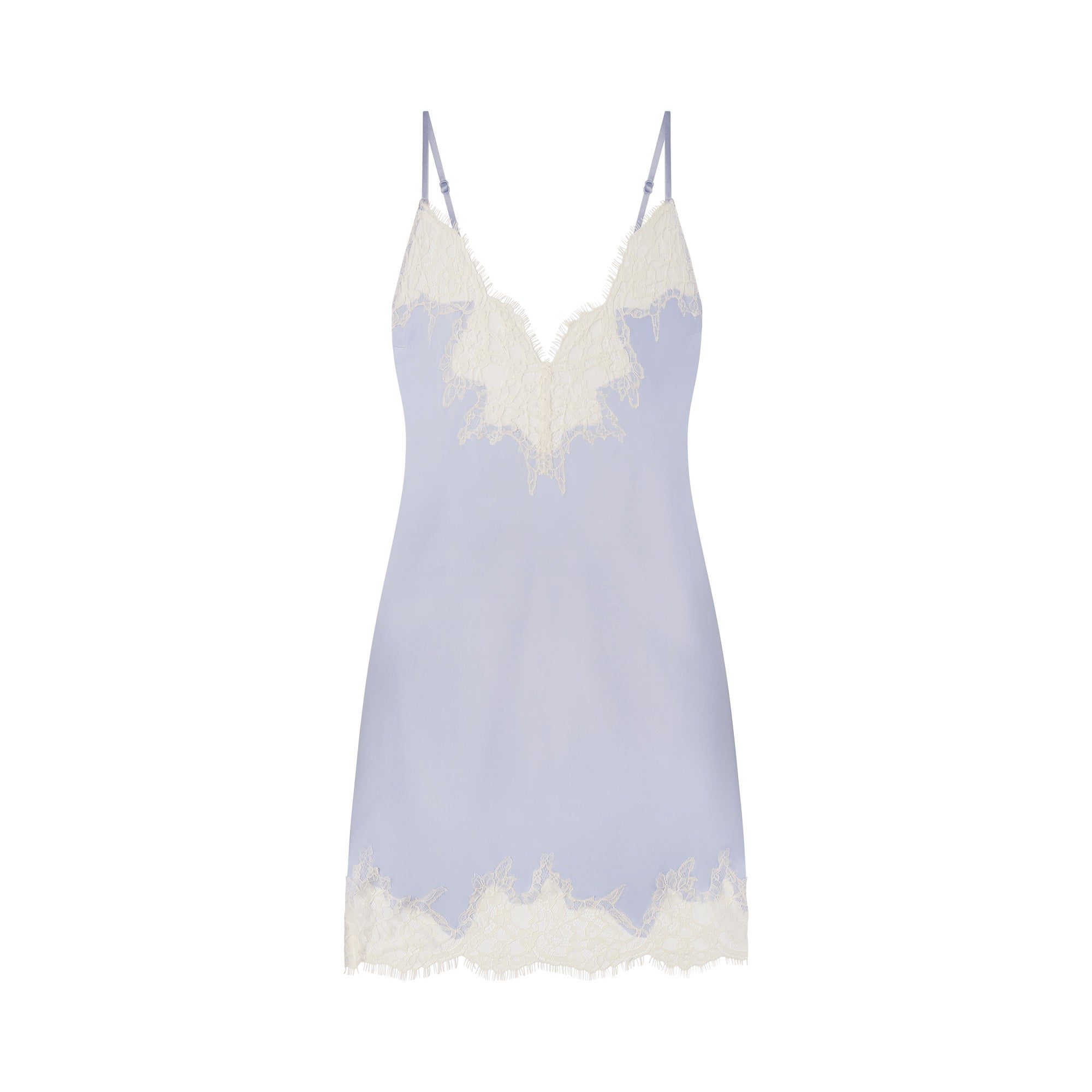SILK LACE MINI SLIP DRESS | PERIWINKLE CONTRAST