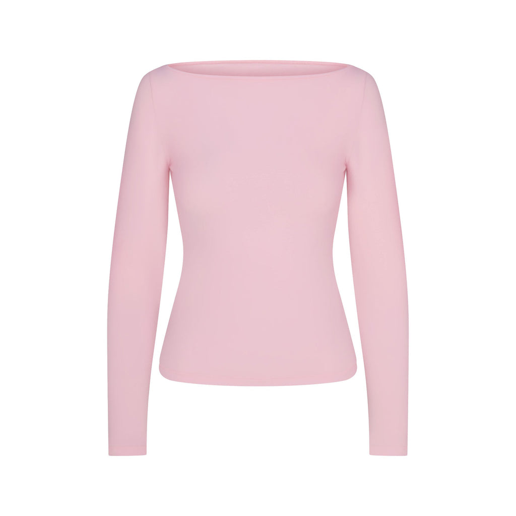 COTTON JERSEY LONG SLEEVE BOATNECK TOP | CHERRY BLOSSOM