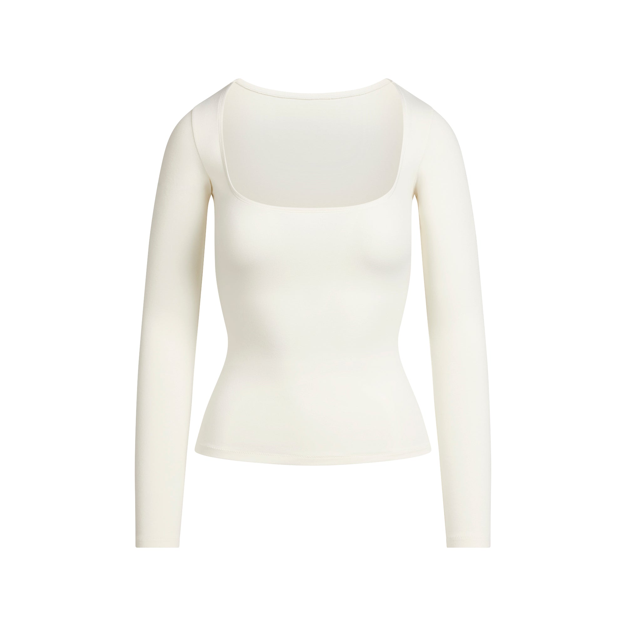 COTTON JERSEY SCOOP NECK LONG SLEEVE TOP | MARBLE