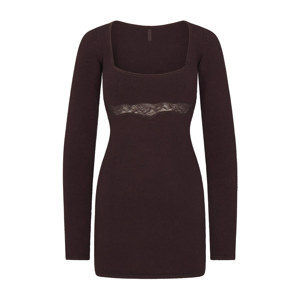 LACE KNIT LONG SLEEVE MINI DRESS | PHOENIX