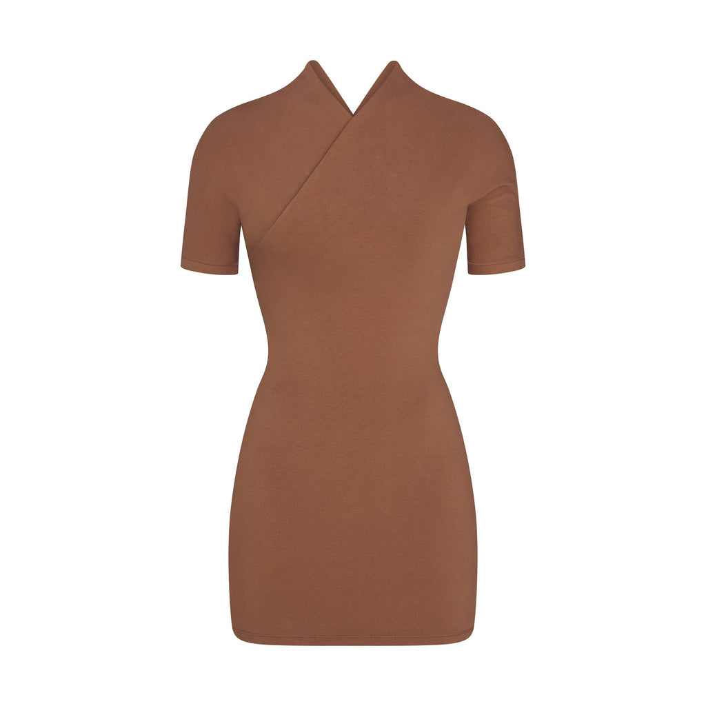 COTTON JERSEY WRAP MINI DRESS | JASPER