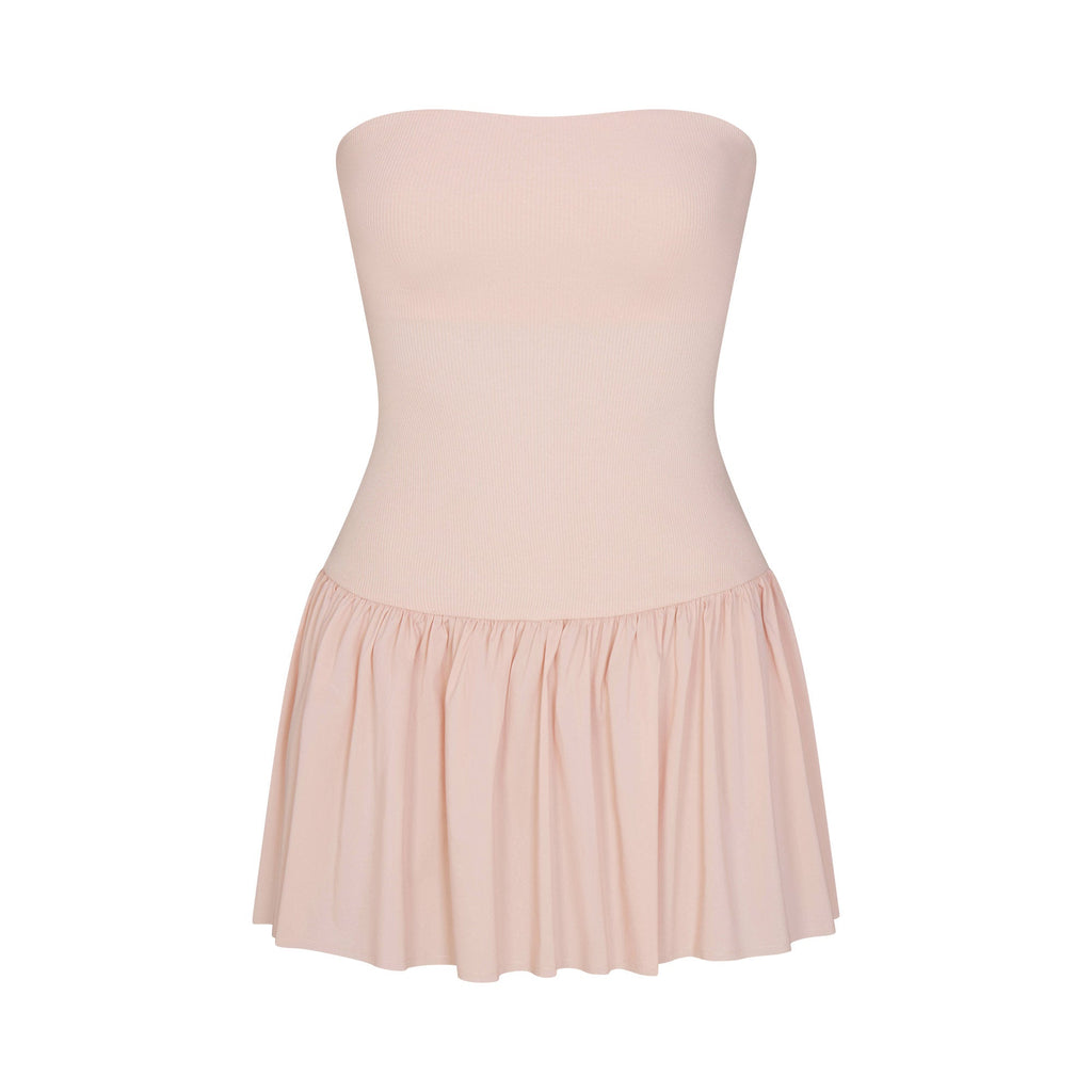 POPLIN APPAREL MINI TUBE DRESS | DUSTY PINK