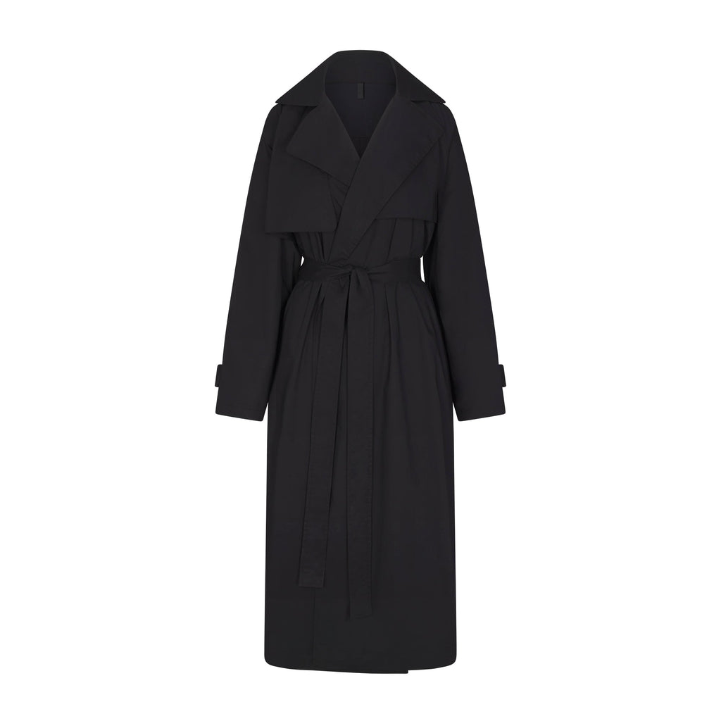 WOVEN COTTON OVERSIZED TRENCH COAT | ONYX