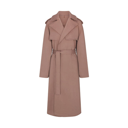 BOYFRIEND FLEECE OVERSIZED TRENCH COAT | UMBER