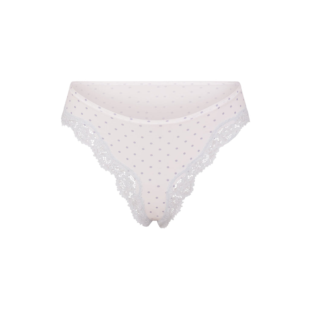 FITS EVERYBODY LACE TANGA | SLATE PIN DOT PRINT