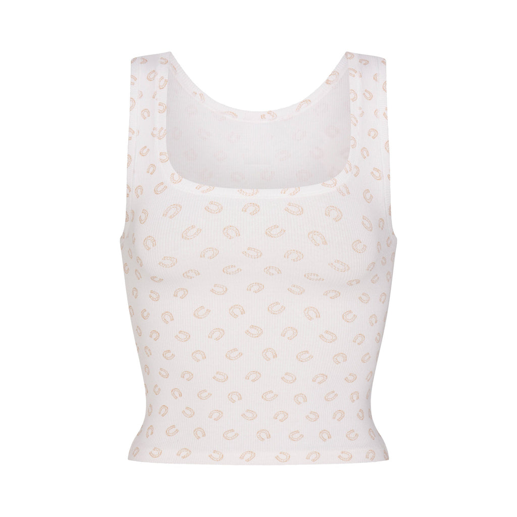 COTTON RIB TANK | OCHRE HORSESHOE PRINT