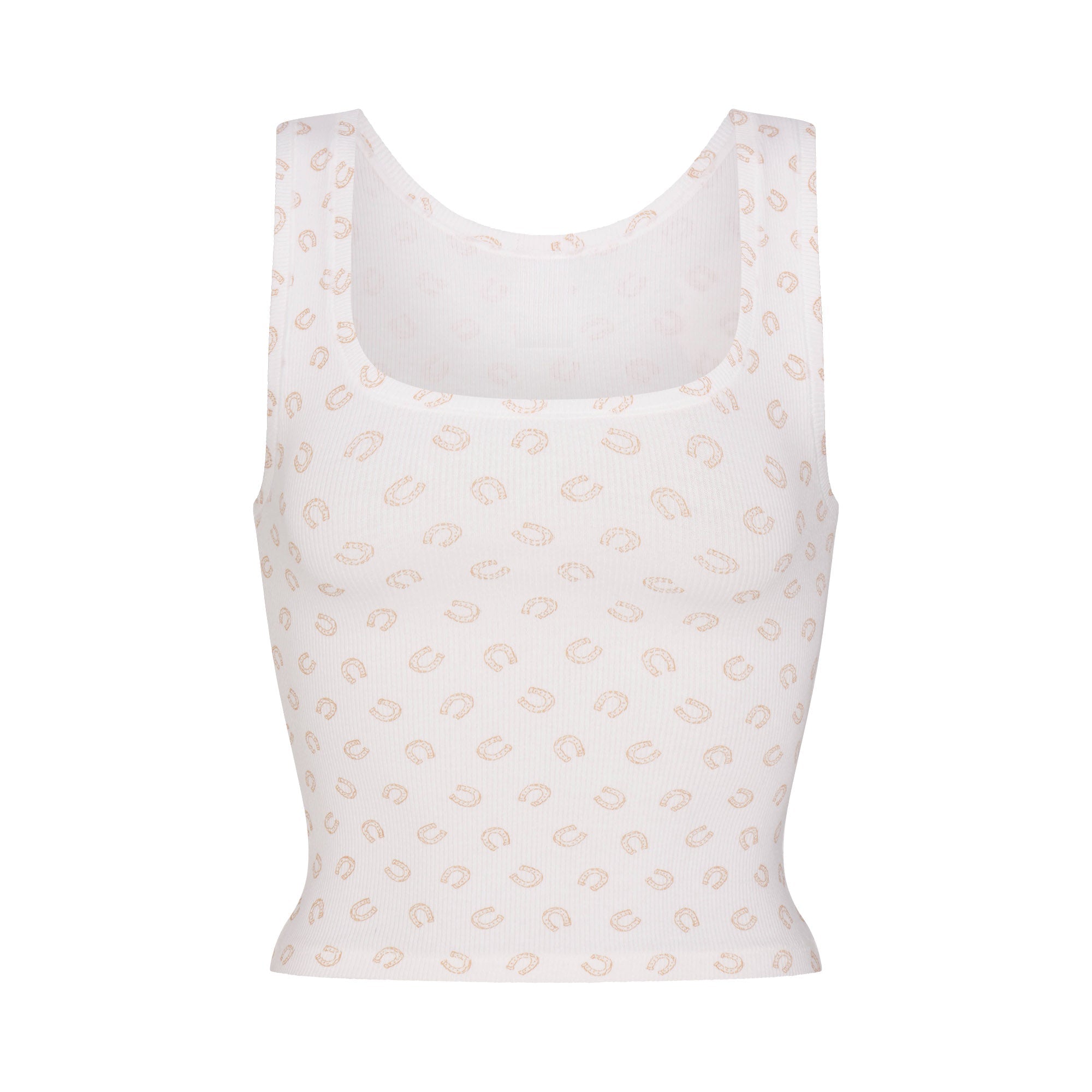 COTTON RIB TANK | OCHRE HORSESHOE PRINT