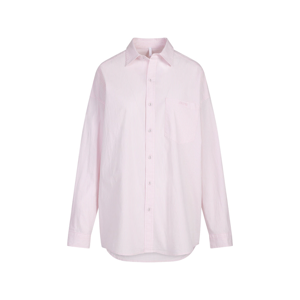COTTON POPLIN OVERSIZED SLEEP SET | CHERRY BLOSSOM STRIPE