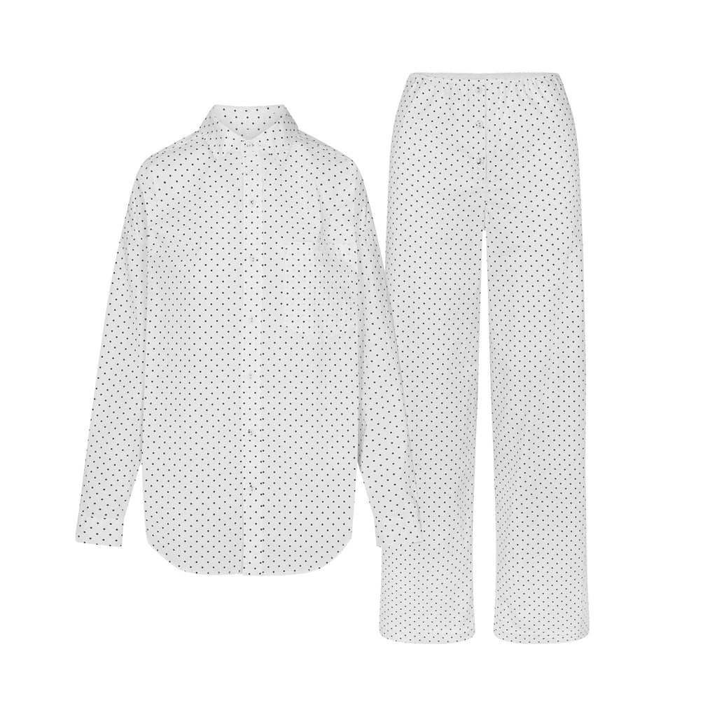 COTTON POPLIN OVERSIZED SLEEP SET | ONYX DOT PRINT