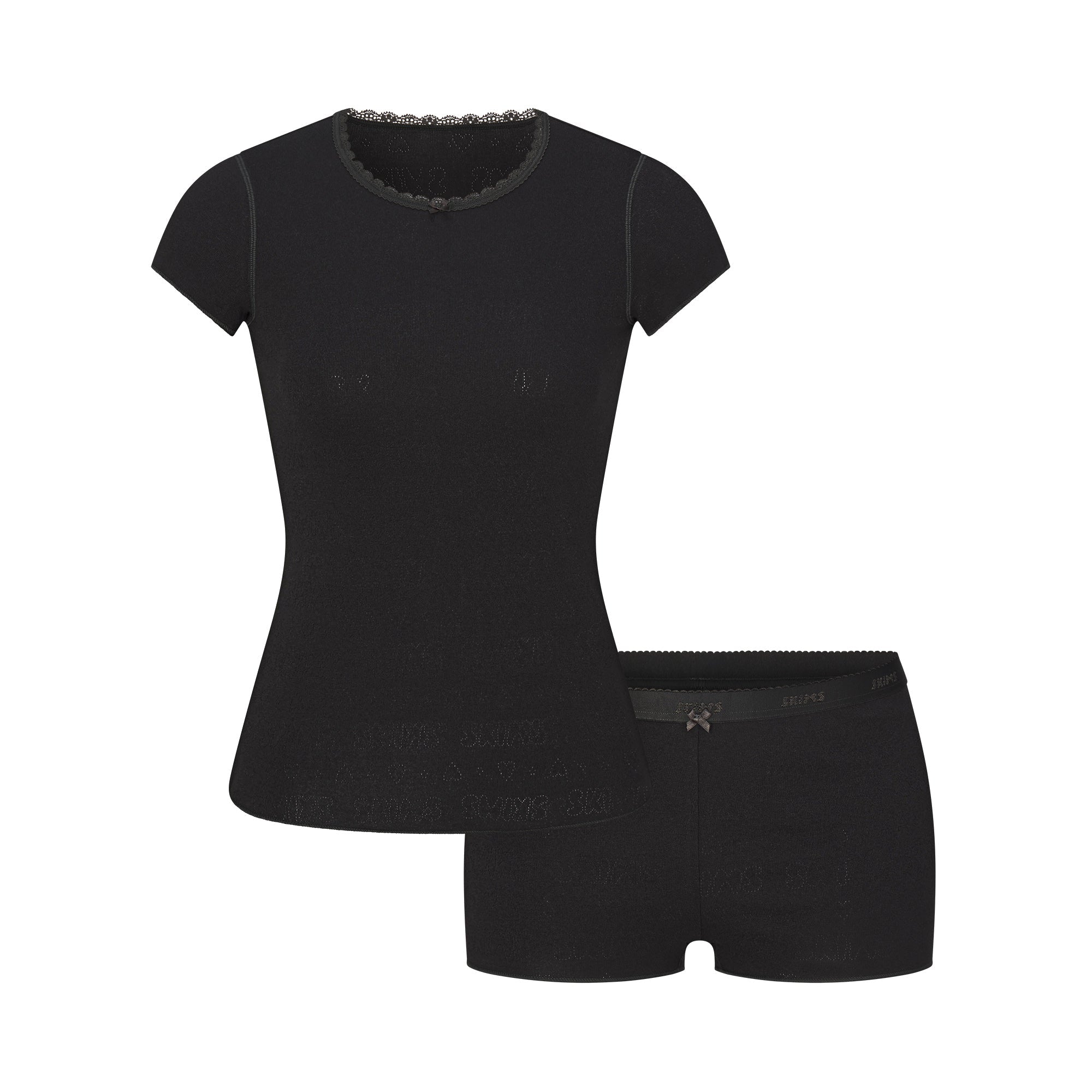 LOGO POINTELLE BABY TEE AND MICRO SHORT SET | SOOT