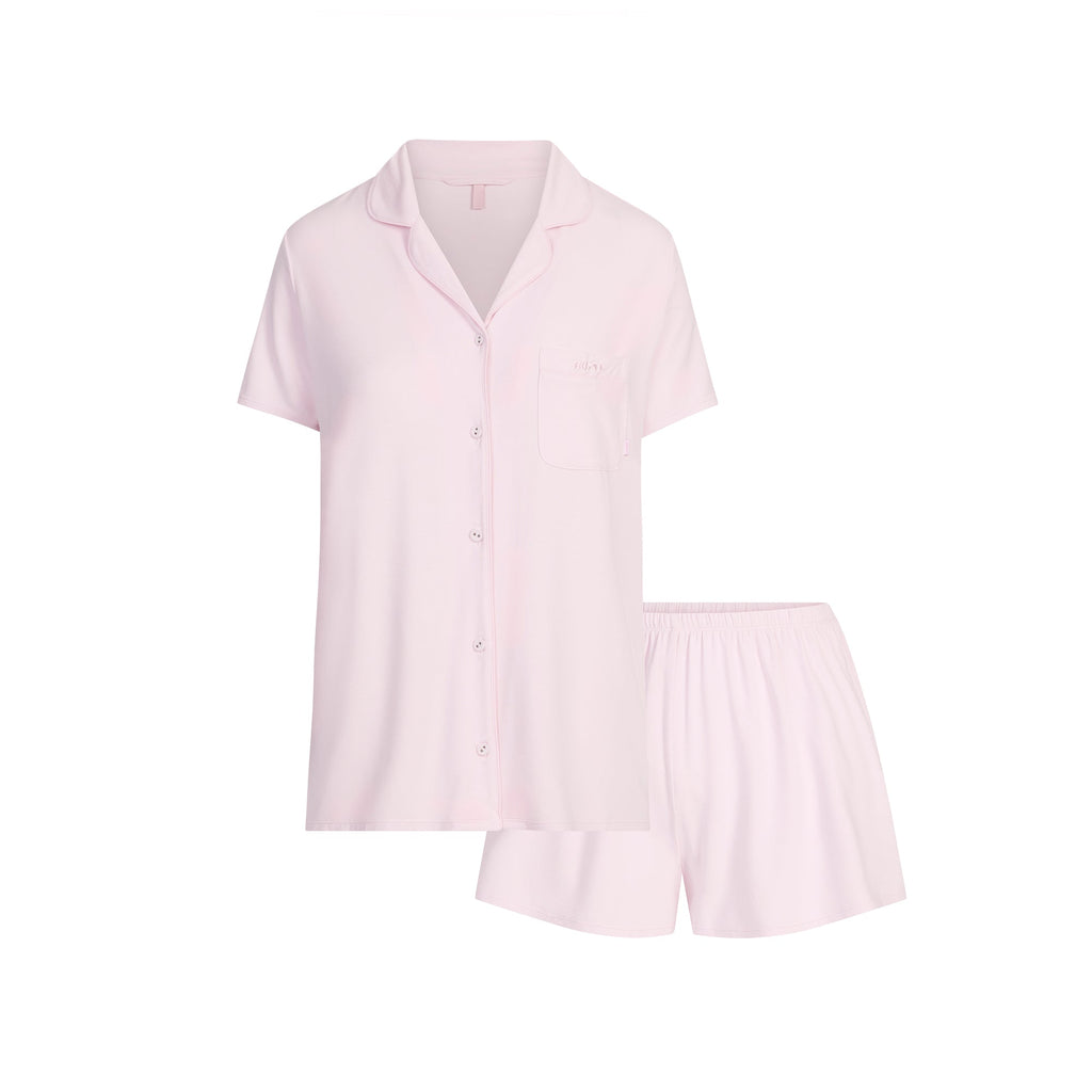 SKIMS SLEEP SHORT SLEEVE BUTTON UP SET | BLOOM