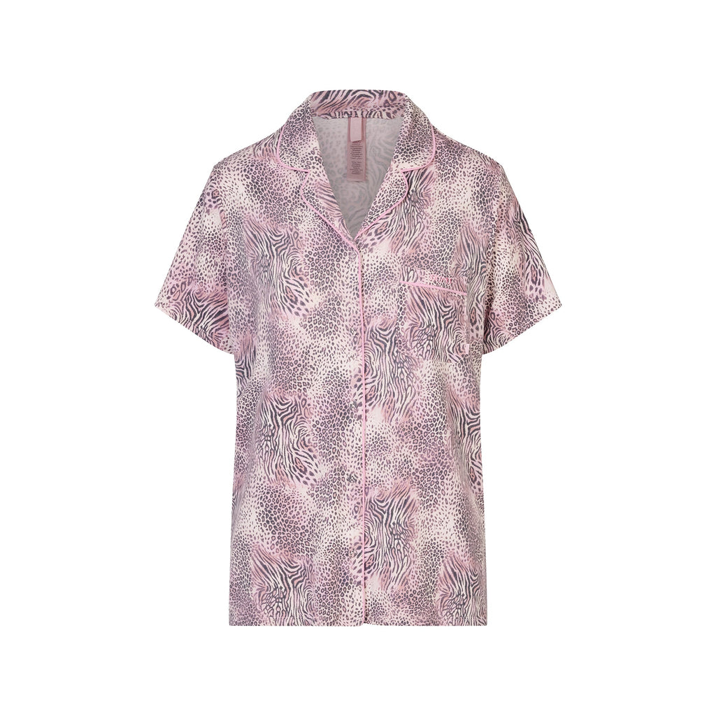 SKIMS SLEEP SHORT SLEEVE BUTTON UP SET | BLOOM MINI MULTI ANIMAL