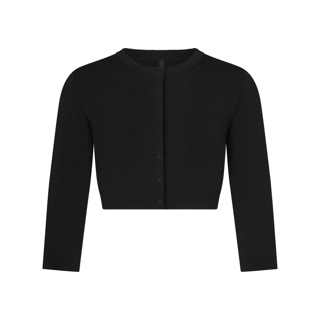 REFINED KNIT CROPPED CARDIGAN | OBSIDIAN