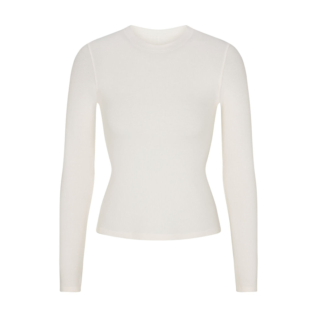 COTTON RIB LONG SLEEVE T-SHIRT | MARBLE