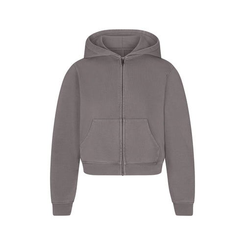 BOYFRIEND FLEECE ZIP UP HOODIE | SHADOW